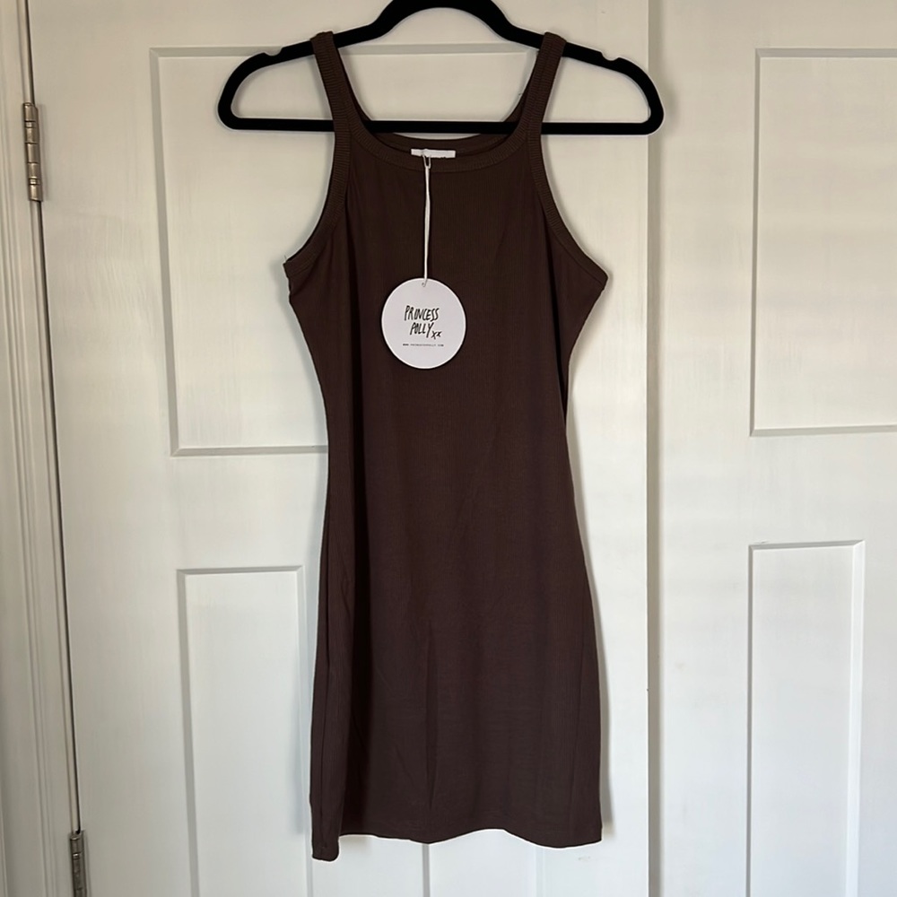 Princess Polly Brown Ribbed Tank Dress